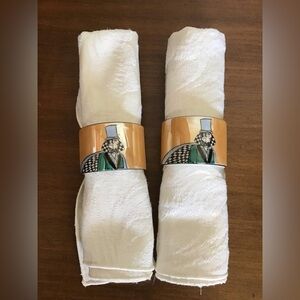 Antique Art Deco Noritaki Napkin Rings. Man with checkered cap